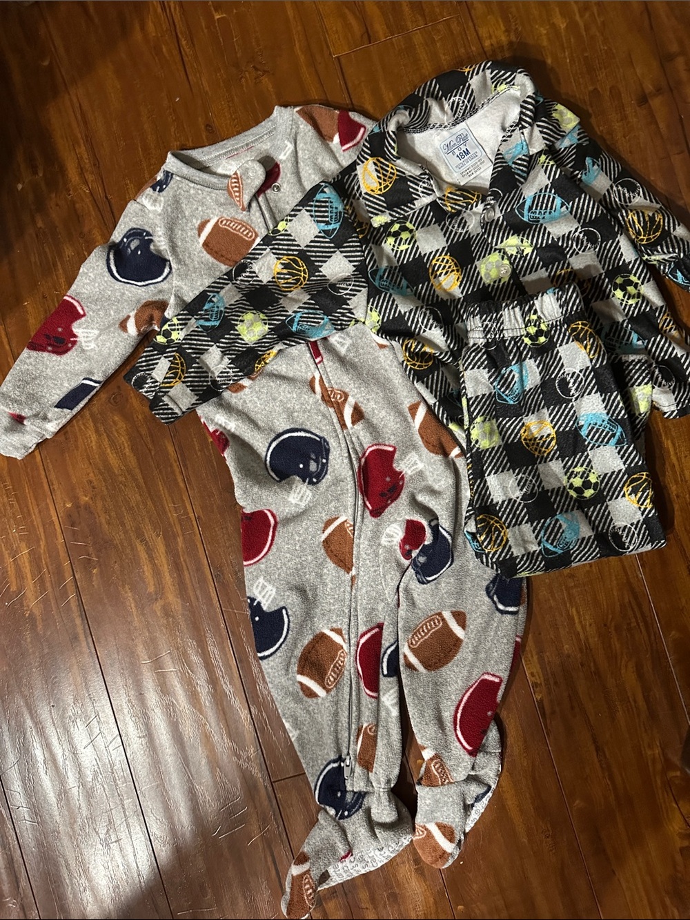 Carter's Football Footie Sleeper & Mon Petit Sports Pajama Set 18M